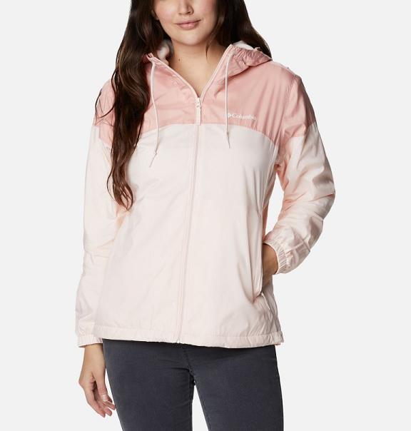 Columbia Flash Forward Windbreaker White Pink For Women's NZ76042 New Zealand